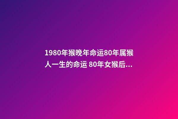 1980年猴晚年命运80年属猴人一生的命运 80年女猴后半生命运，80年属猴的是什么命-第1张-观点-玄机派